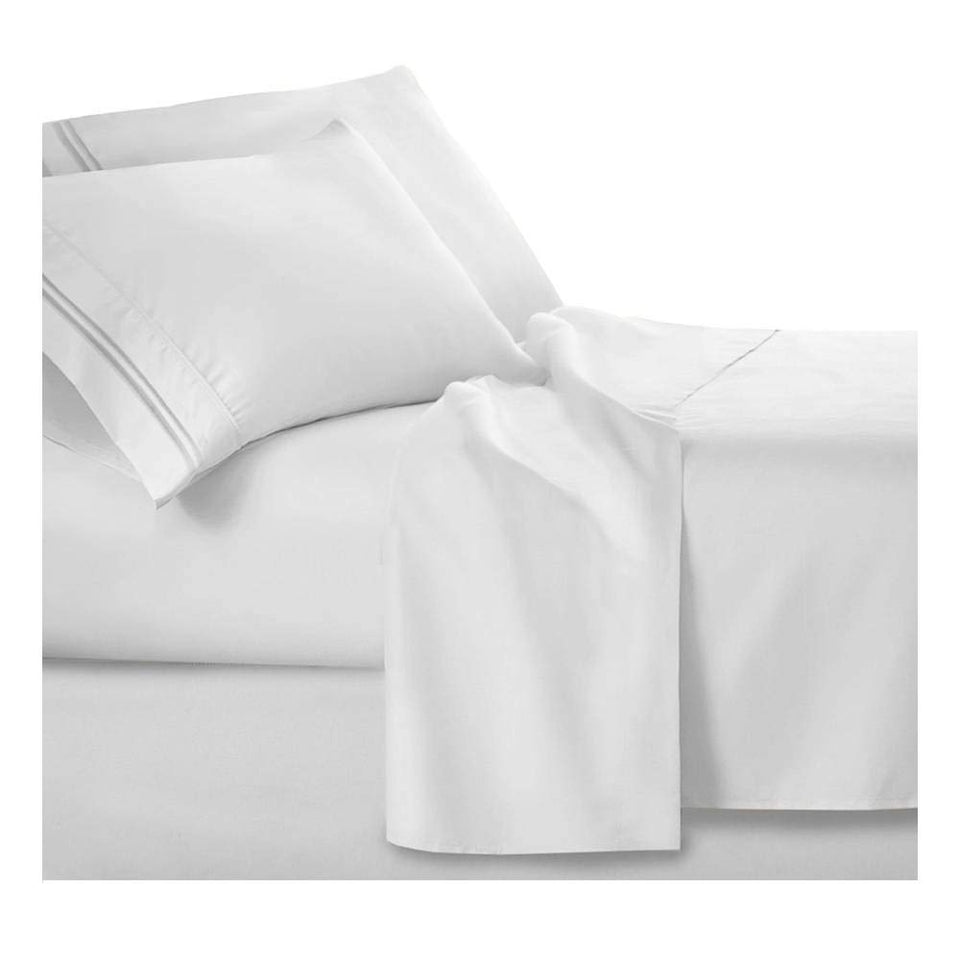 DETURASH Set de Sábanas para Cama de 1500 Hilos, de Lujo, Fabricadas con Microfibra Premium. Suaves, Antitranspirantes, Hipoalergénicas, Fáciles de Lavar. Calidad, Comodidad y Estilo. Tamaño Queen. Color Blanca