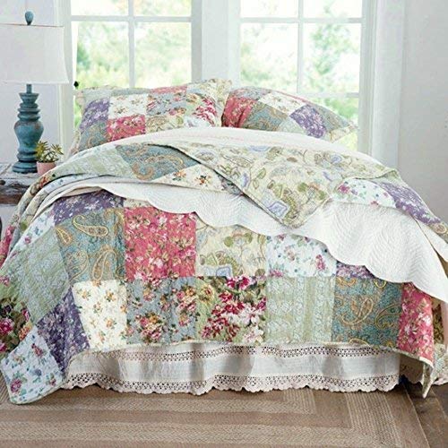 Greenland Home GL-0809CMSQ Blooming Prairie Quilt Set, Full/Queen