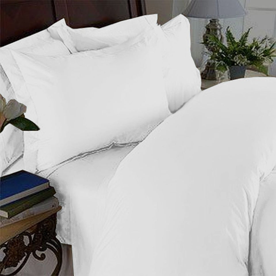 Elegant Comfort Set de sábanas Suaves y sedosas con Calidad egipcia de 1500 Hilos, 4 Piezas, tamaño Queen, Color Blanco
