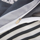 UOUL Juegos De Colchas De Algodón De Una Sola Pieza Funda Nórdica con Cremallera Sin Desvanecimiento Transpirable Adecuado para Hombres Jóvenes Y Mujeres Dormitorio Gris Doble,Stripe,King