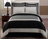 Chezmoi Collection 8 Piezas Hotel Cama en una Bolsa Comforter con Juego de sábanas, King, Negro Gris