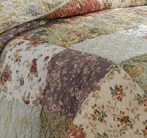 Greenland Home GL-0809CMSQ Blooming Prairie Quilt Set, Full/Queen