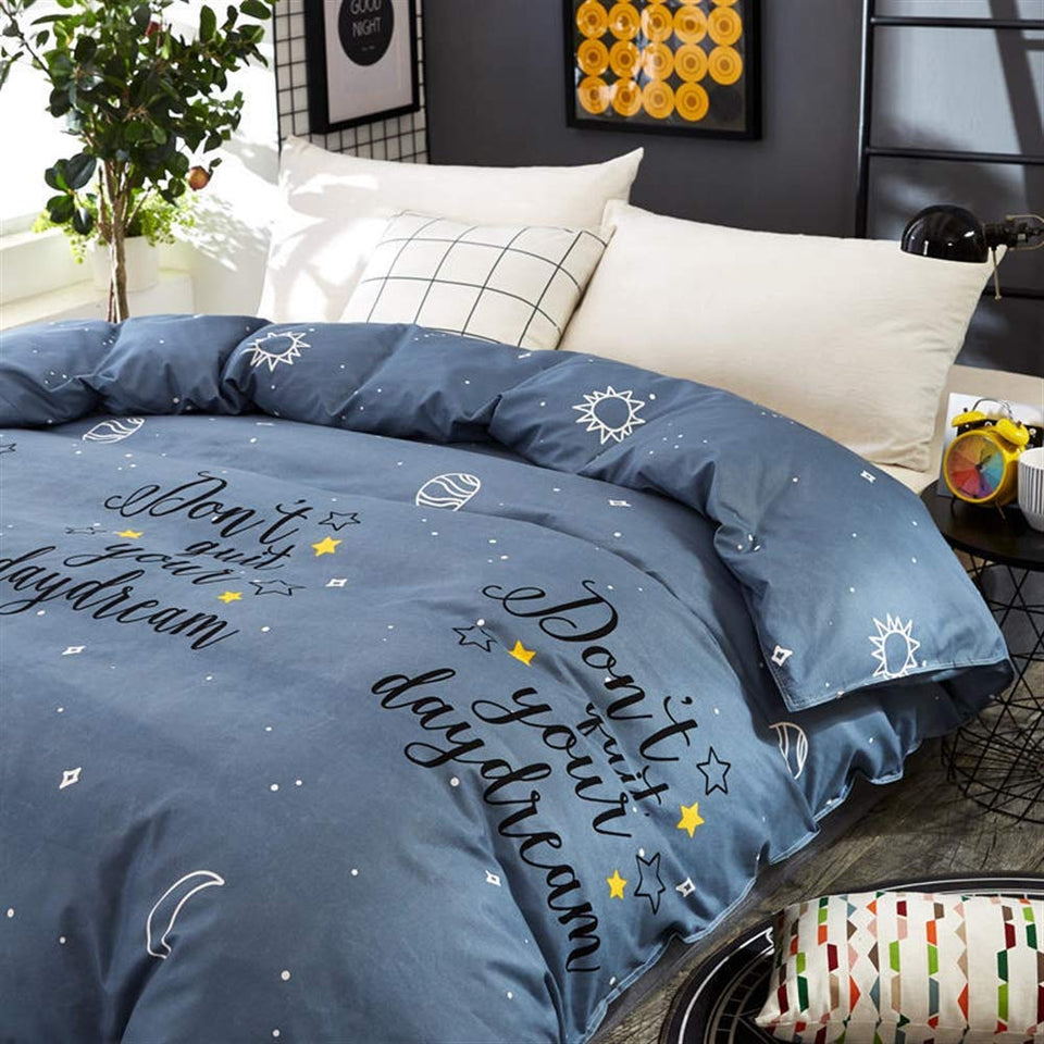 UOUL Conjuntos De Colchas Algodón Una Pieza Funda De Colcha Cremallera Sin Desvanecimiento Transpirable Adecuado para Dormitorios Star Moon Twin,Blue Star,King