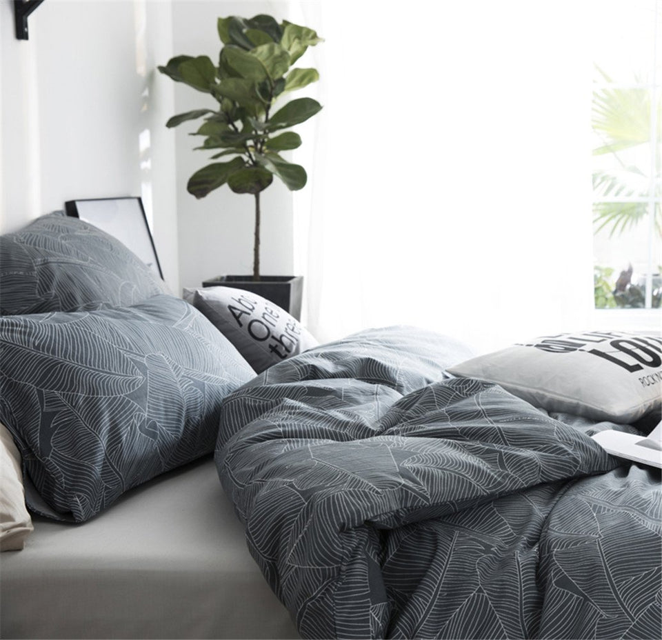 HOME-DCS Funda Nórdica Juego De Ropa para De Cama Sábanas 4 Piezas 100% Algodón Contemporáneo Geométrica Enrejado De La Raya Microfibra Hipoalergénico,Tamaño Completo Y Reina,B,Queen