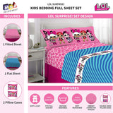 L.O.L. Surprise! Juego de sábanas de Microfibra Suave para niños, Blue Pink - Full Size 4 Piece Pack, Blue Pink - Full Size 4 Piece Pack, 1, 1