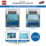 LEGO Movie Juego de sábanas de Microfibra Suave para niños, tamaño Completo, Paquete de 4 Piezas, tamaño Completo, Paquete de 4 Piezas