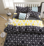 Funda Nórdica Juegos De Ropa De Cama 4 Piezas 100% Poliéster 1*Funda Edredón 1*Sábana Planas 2*Fundas De Almohada, Tamaño Gemela Completo Reina Rey Contemporánea Geométrico Raya Enrejado,A,220*240Cm