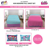 L.O.L. Surprise! Juego de sábanas de Microfibra Suave para niños, Blue Pink - Full Size 4 Piece Pack, Blue Pink - Full Size 4 Piece Pack, 1, 1