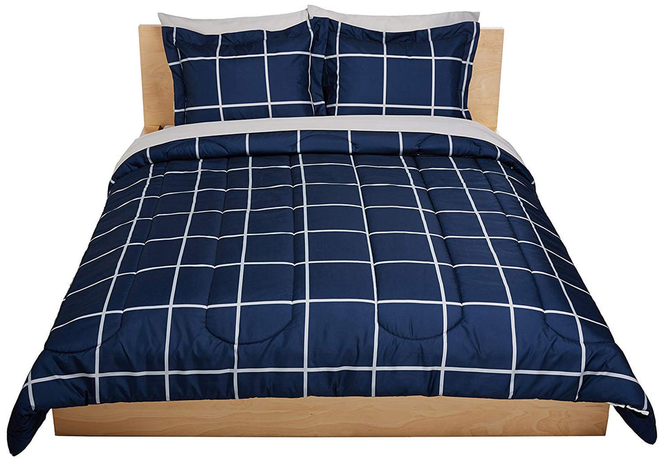 Amazon Basics - Juego completo de edredón para cama, 7 piezas, Completa/Queen Size, XL