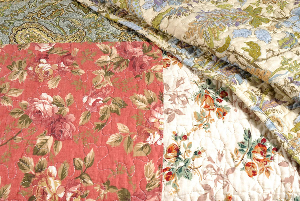 Greenland Home GL-0809CMSQ Blooming Prairie Quilt Set, Full/Queen