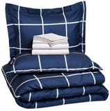 Amazon Basics - Juego completo de edredón para cama, 7 piezas, Completa/Queen Size, XL