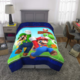 Nintendo Super Mario Kids Bedding - Edredón Reversible de Microfibra Suave, tamaño Individual de 64 x 86 Pulgadas, Multicolor