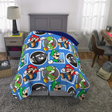 Nintendo Super Mario Kids Bedding - Edredón Reversible de Microfibra Suave, tamaño Individual de 64 x 86 Pulgadas, Multicolor