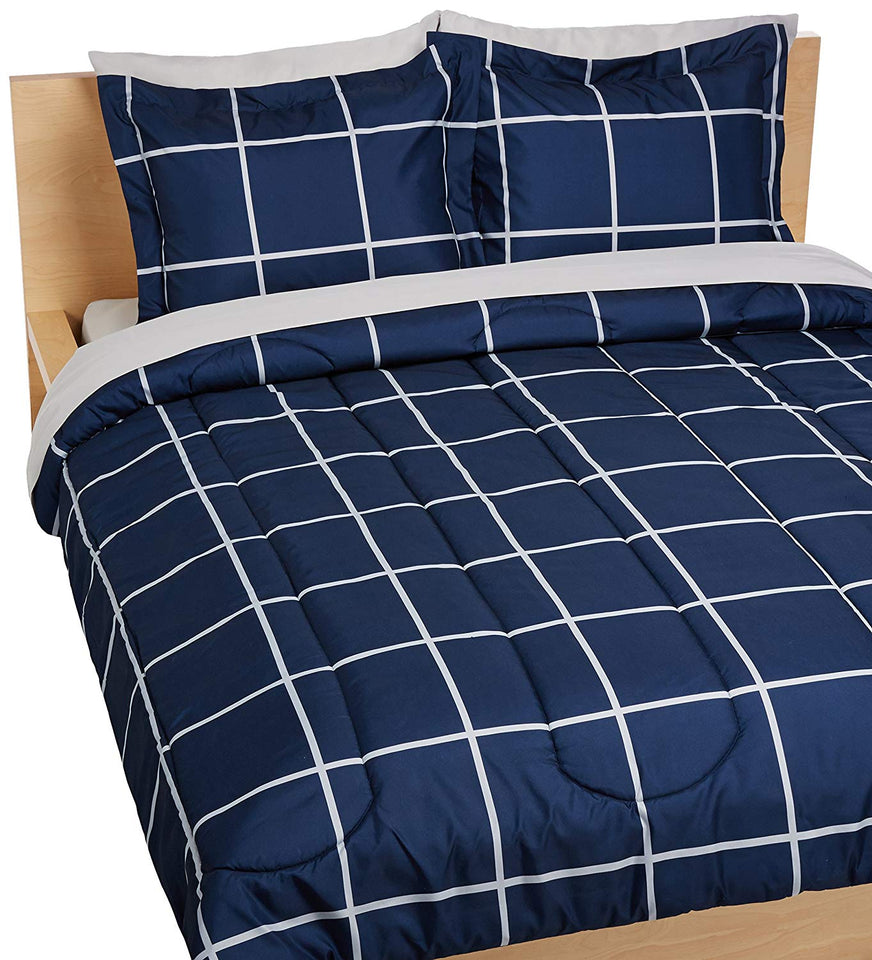 Amazon Basics - Juego completo de edredón para cama, 7 piezas, Completa/Queen Size, XL
