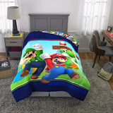 Nintendo Super Mario Kids Bedding - Edredón Reversible de Microfibra Suave, tamaño Individual de 64 x 86 Pulgadas, Multicolor
