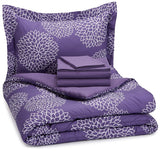 Amazon Basics Set de sábanas de 5 Piezas, Individual Extra Grande, púrpura Floral