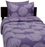 Amazon Basics Set de sábanas de 5 Piezas, Individual Extra Grande, púrpura Floral