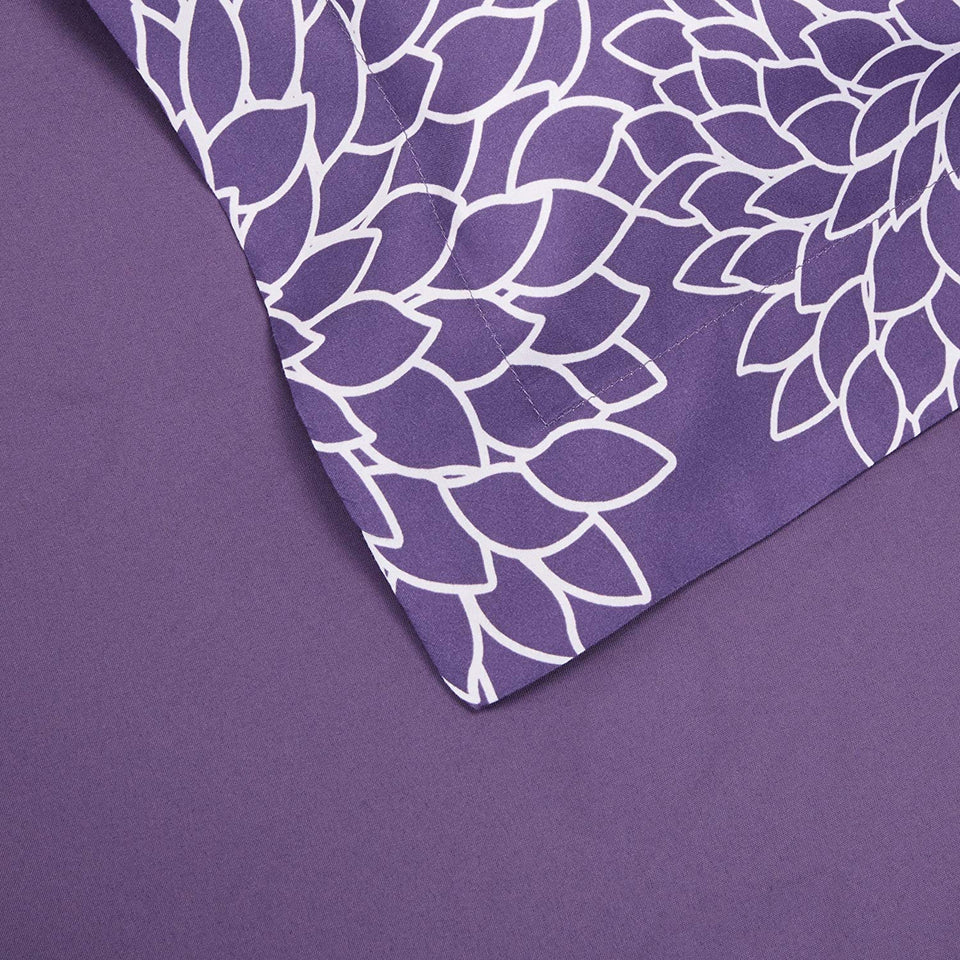 Amazon Basics Set de sábanas de 5 Piezas, Individual Extra Grande, púrpura Floral