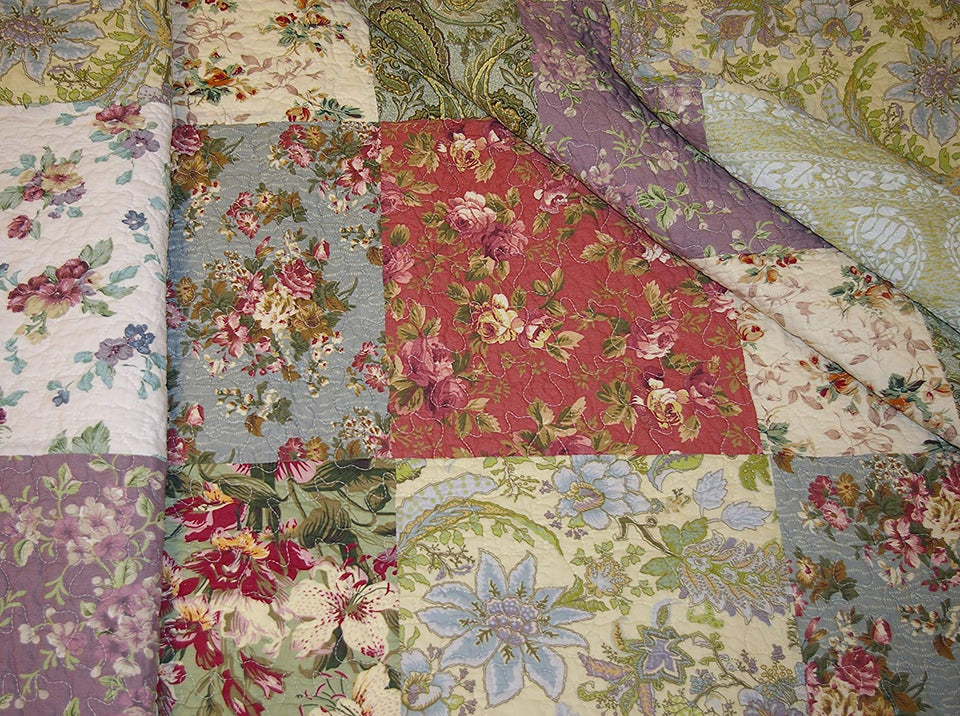 Greenland Home GL-0809CMSQ Blooming Prairie Quilt Set, Full/Queen